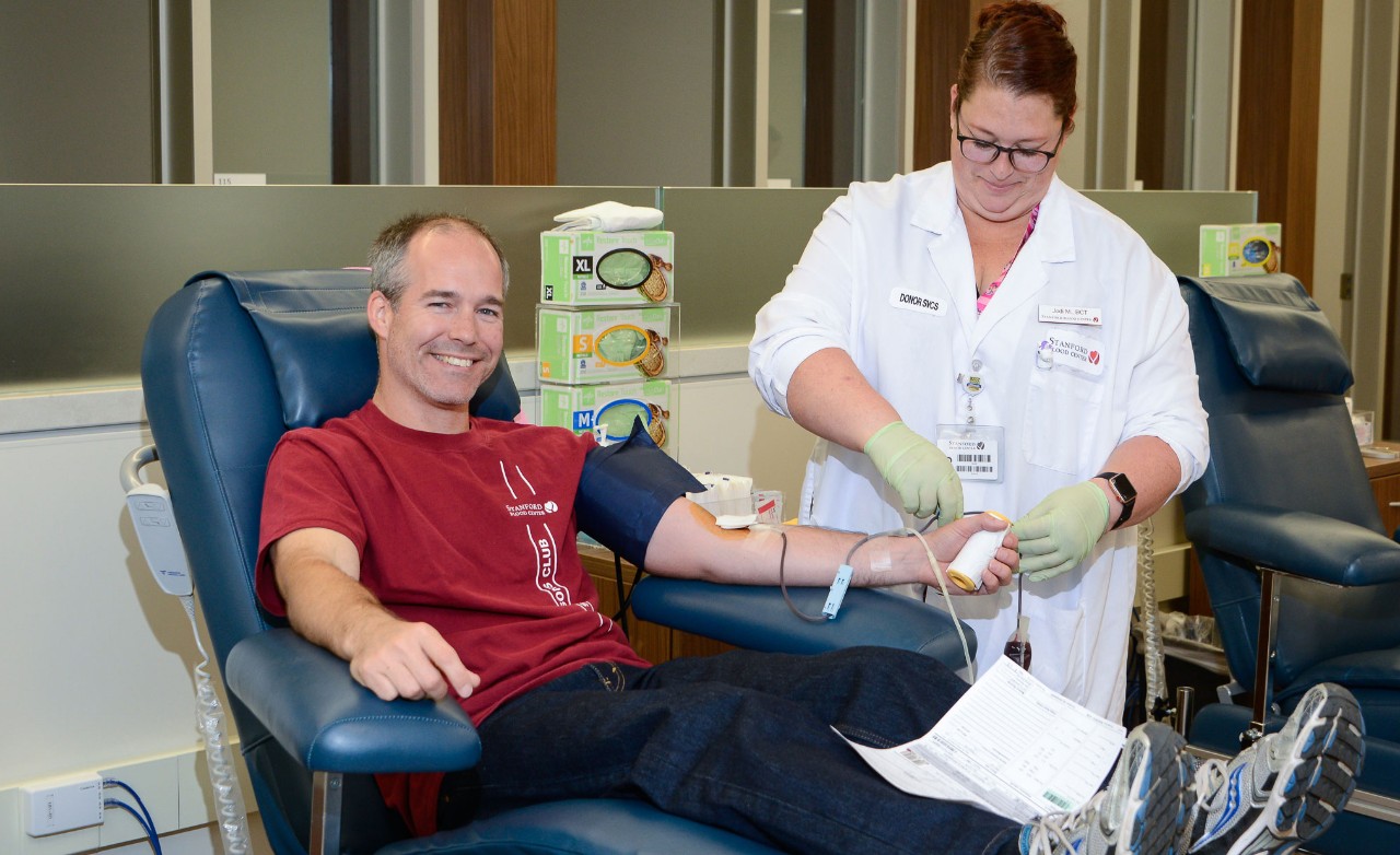 Blood donor at Stanford Blood Center